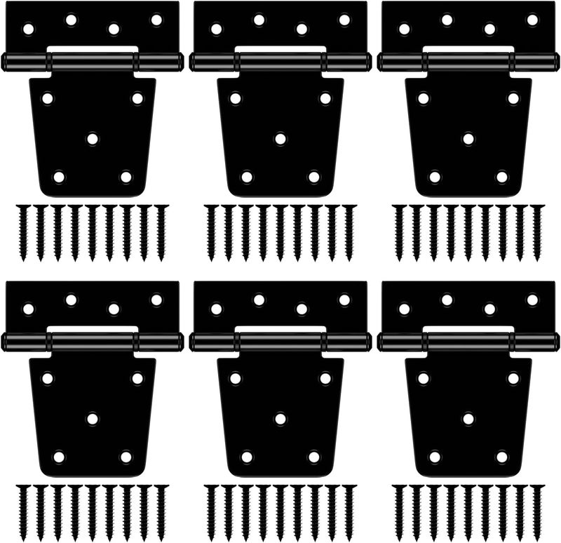 BOODVON 3.5 Inch Heavy Duty Gate Hinges, Extra Thick Black Shed Barn Door Hinges for Wooden Fences, Yard Gate, Vinyl Fence Gate, Garage, Gate Door Hinges for Indoor Outdoor(6 Pack) - Image 1